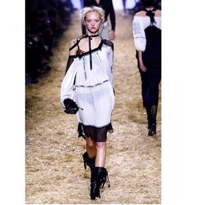 JEAN PAUL GAULTIER SILK CREAM & BLACK EMBROIDERED INSPIRED BY UKRAINE DRESS